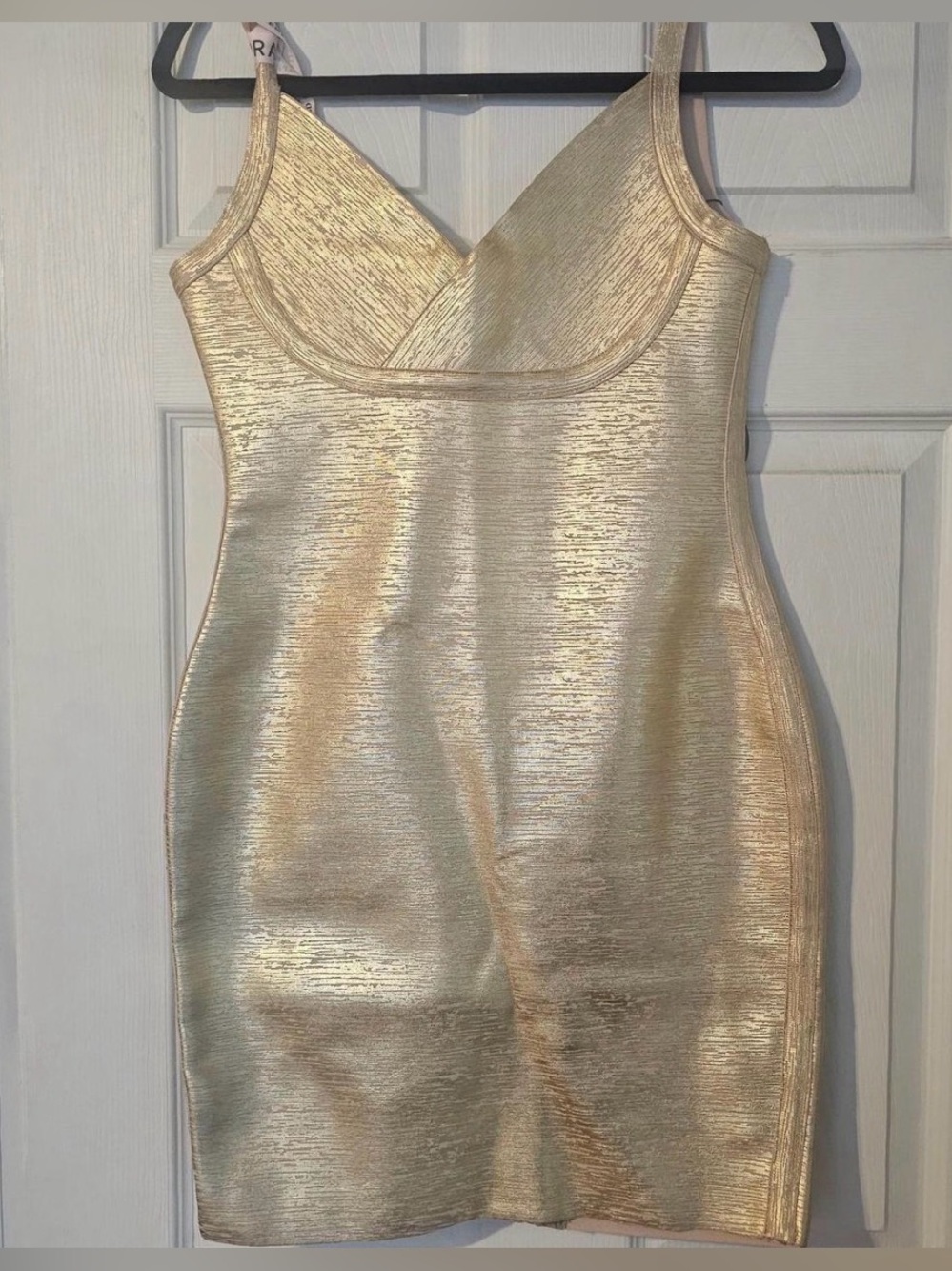Emprada Gold Metallic Mini bandage Dress